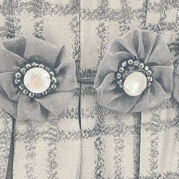 Max and Cleo Womens Sheath Dress Plaid Cocktail Sleeveless Pleated Lined Gray 12 - Picture 4 of 14